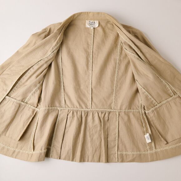 Y2K Tara Jarmon Blazer Jacket Women's 4 Linen Parisian Chic Old Money Academia - Picture 10 of 13